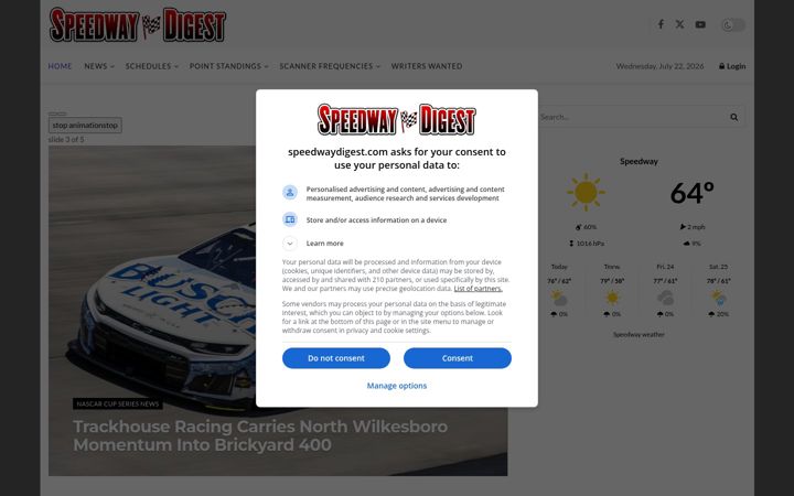 Ekrānuzņēmums no speedwaydigest.com