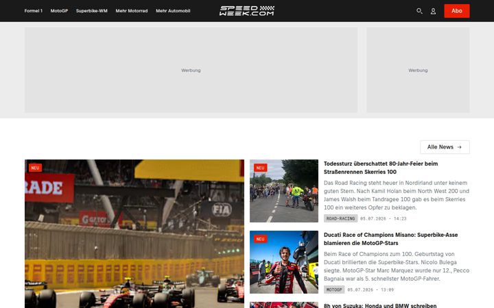 Posnetek zaslona speedweek.com