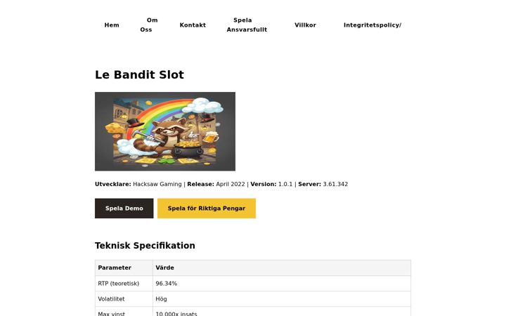 Screenshot of spela-le-bandit.se