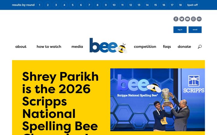 Screenshot of spellingbee.com