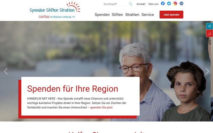 Skjámynd af spendenstiftenstrahlen.de