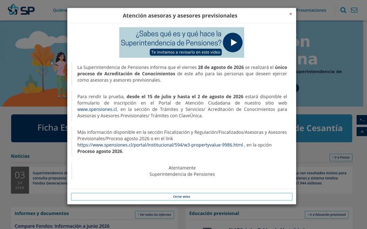 Screenshot of spensiones.cl