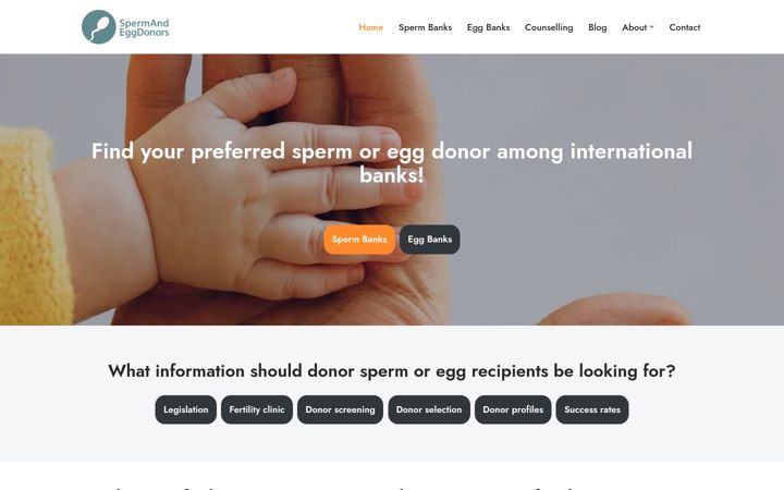 Screenshot of spermandeggdonors.com
