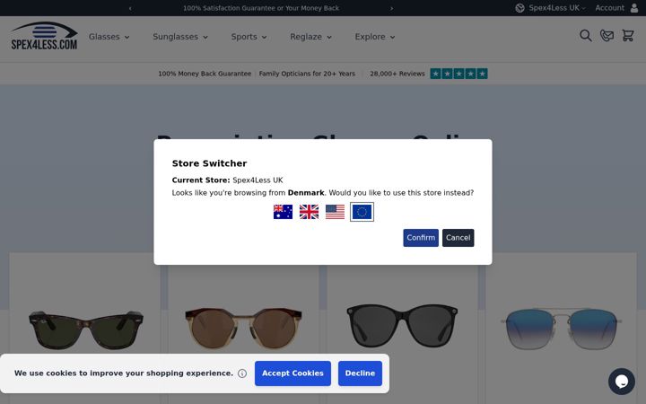 Screenshot of spex4less.com