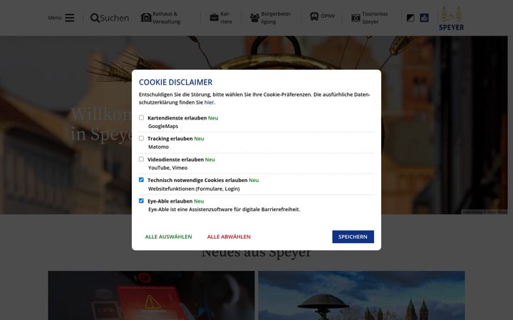 Screenshot of speyer.de