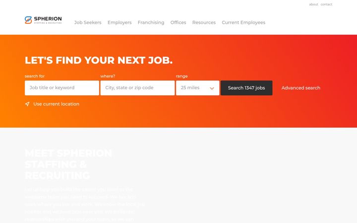 Screenshot of spherion.com