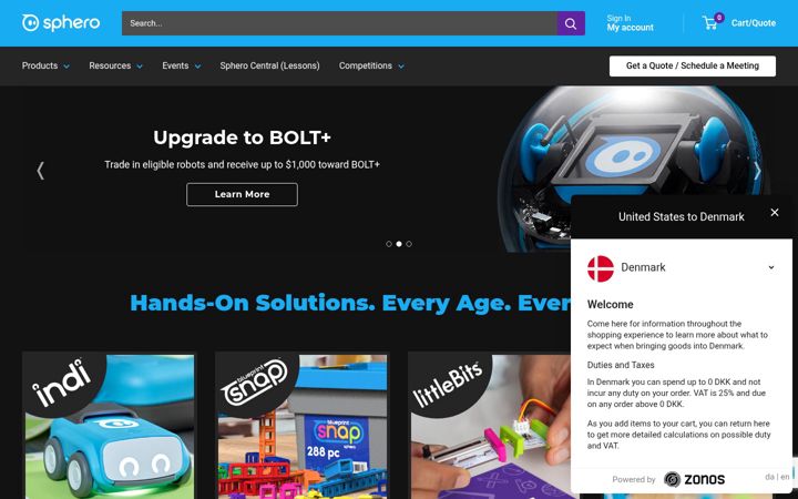 Screenshot di sphero.com