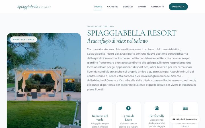 Captură de ecran a spiaggiabellaresort.it