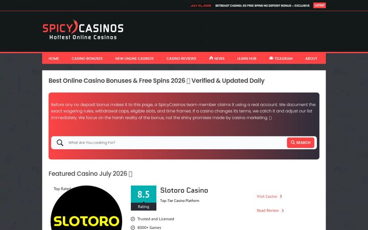 Screenshot of spicycasinos.com