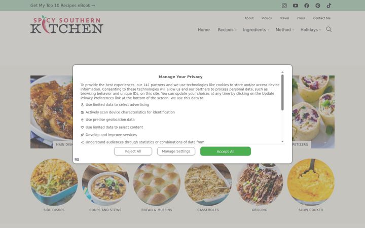 Screenshot of spicysouthernkitchen.com