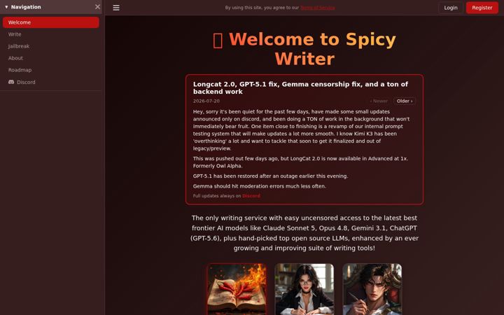 Screenshot of spicywriter.com