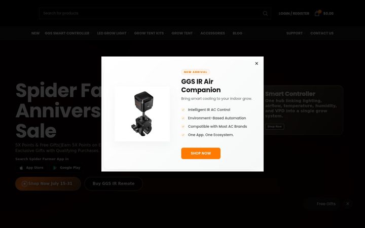 Screenshot του spider-farmer.com