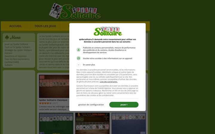 Zrzut ekranu spidersolitaire.fr