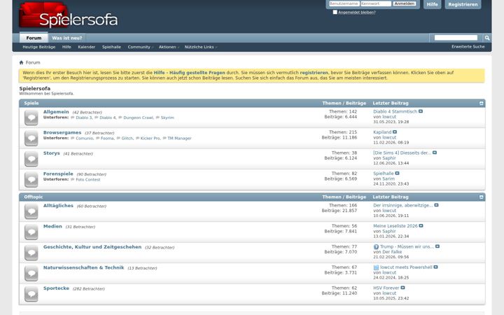 Screenshot of spielersofa.de