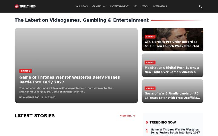 Screenshot of spieltimes.io