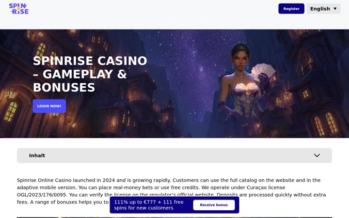 Screenshot of spin-rise-online.com