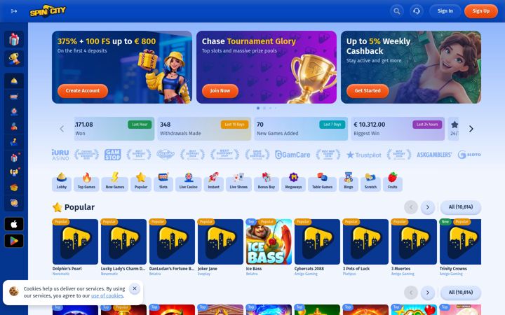 Screenshot of spin.city
