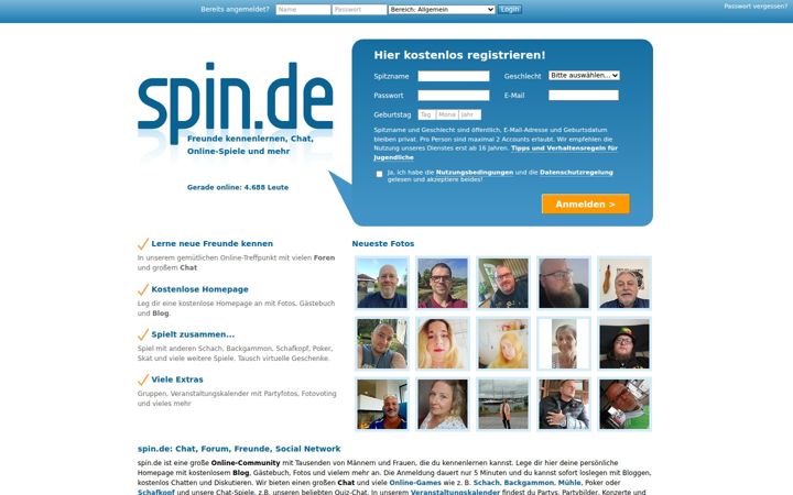 Screenshot von spin.de