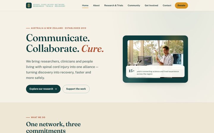 Screenshot of spinalnetwork.org.au