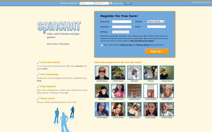 Screenshot of spinchat.com