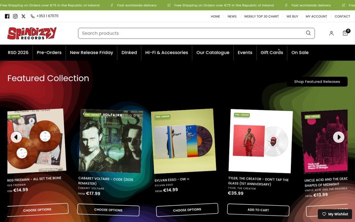 Screenshot of spindizzyrecords.com