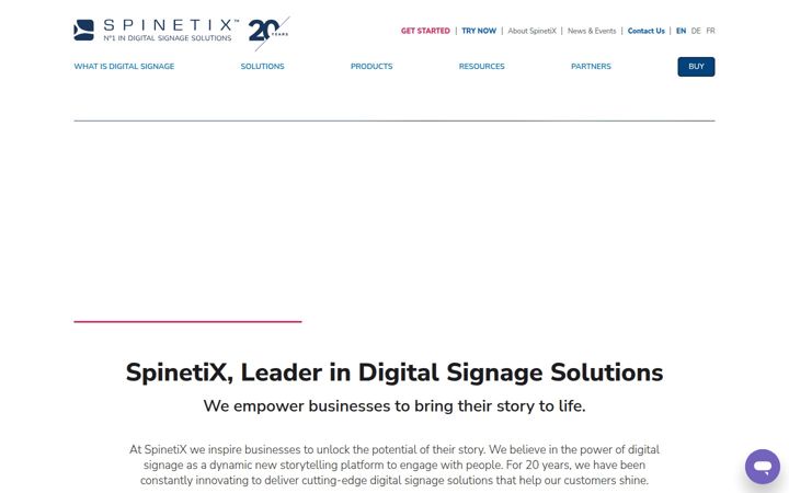 Screenshot of spinetix.com