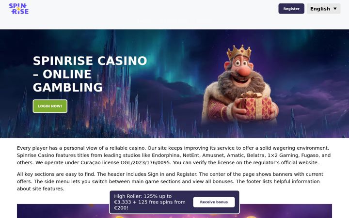 Screenshot of spinriseonline.com