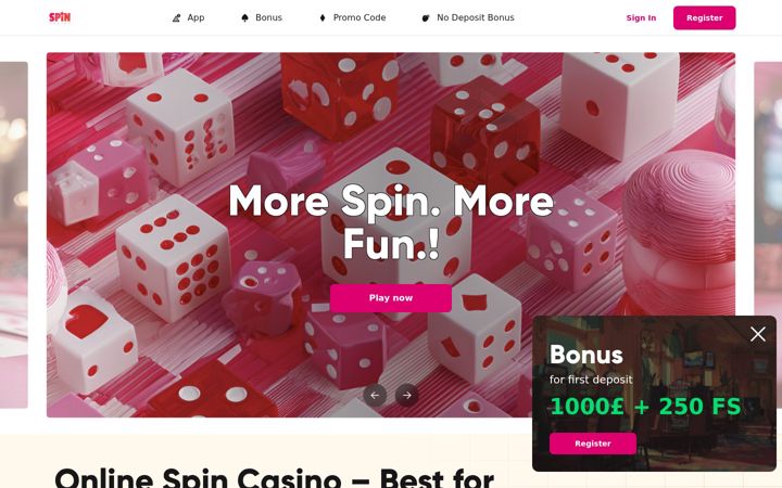 Screenshot of spinscasino.org