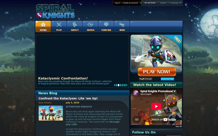 Screenshot of spiralknights.com