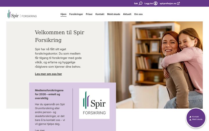 Screenshot of spirforsikring.no