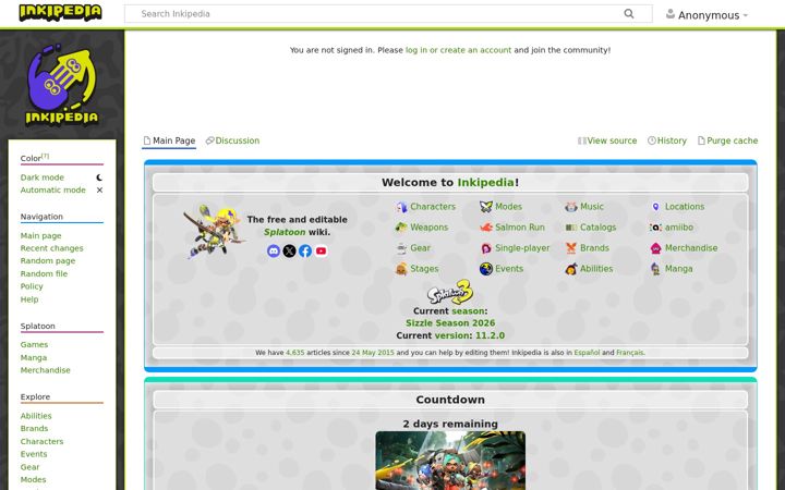 Screenshot of splatoonwiki.org