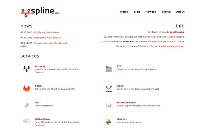 Snímek obrazovky spline.de
