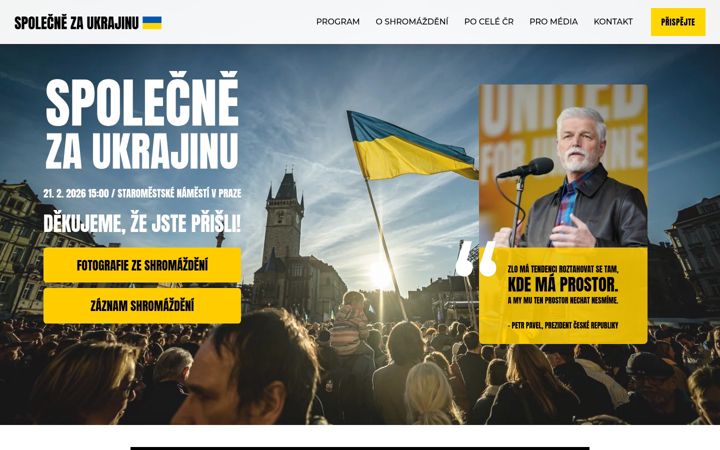 Captură de ecran a spolecnezaukrajinu.cz
