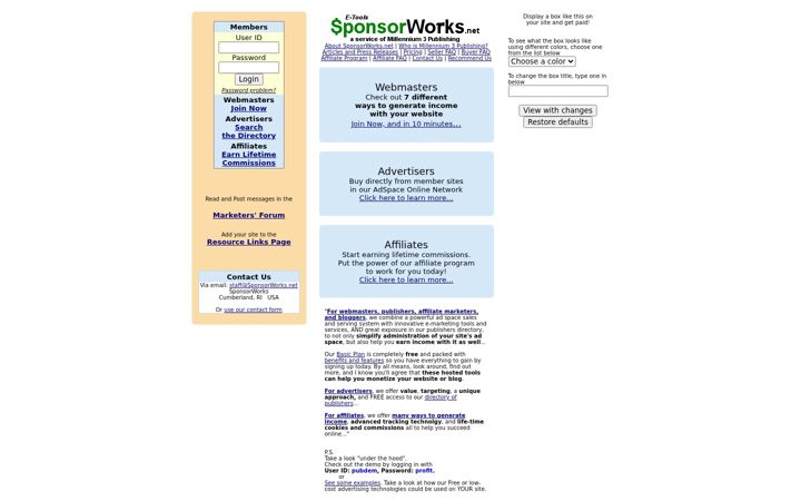 Screenshot of sponsorworks.net