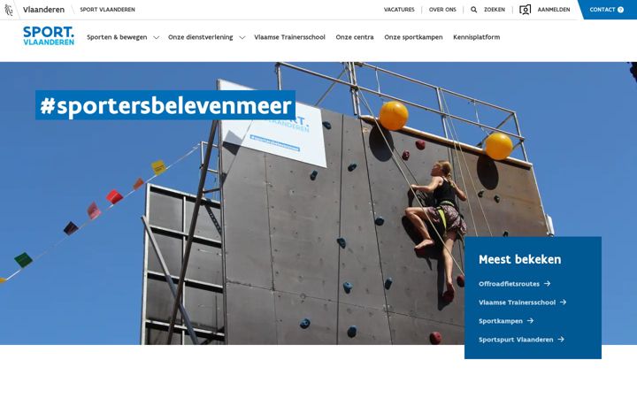 Screenshot of sport.vlaanderen