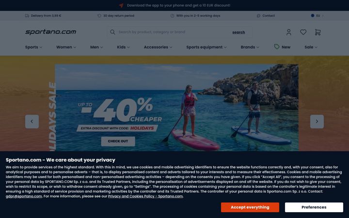 Screenshot of sportano.com