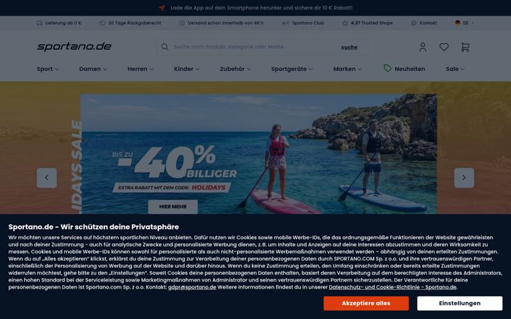 Screenshot of sportano.de