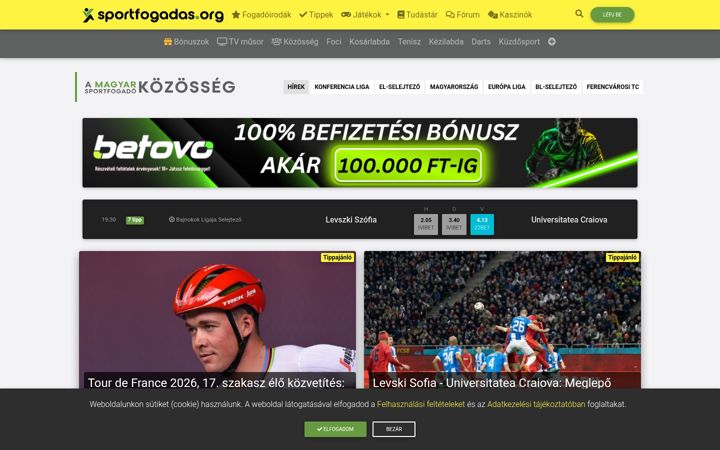 Screenshot of sportfogadas.org