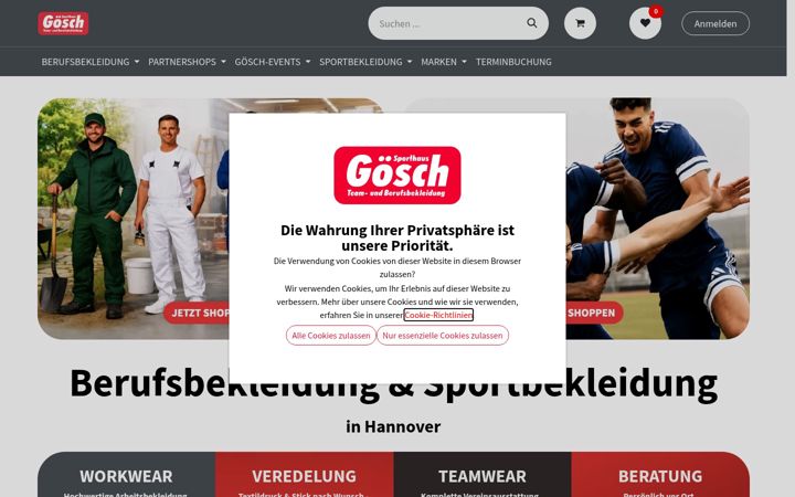 Ekrānuzņēmums no sporthaus-goesch.de