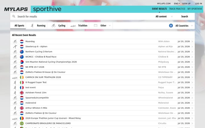 Screenshot of sporthive.com