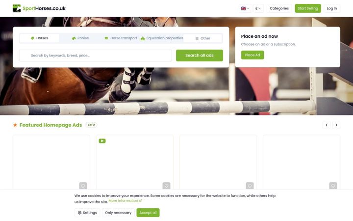 Screenshot di sporthorses.co.uk