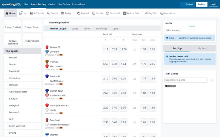 Ekrano kopija sportingbet.com