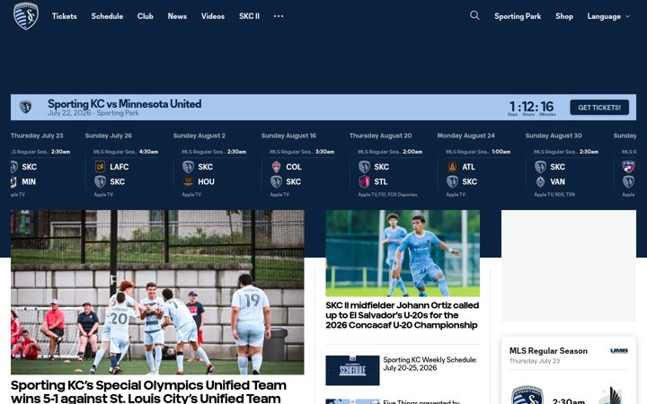 Screenshot of sportingkc.com