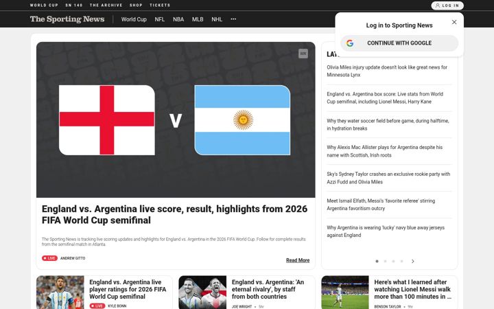 Captură de ecran a sportingnews.com
