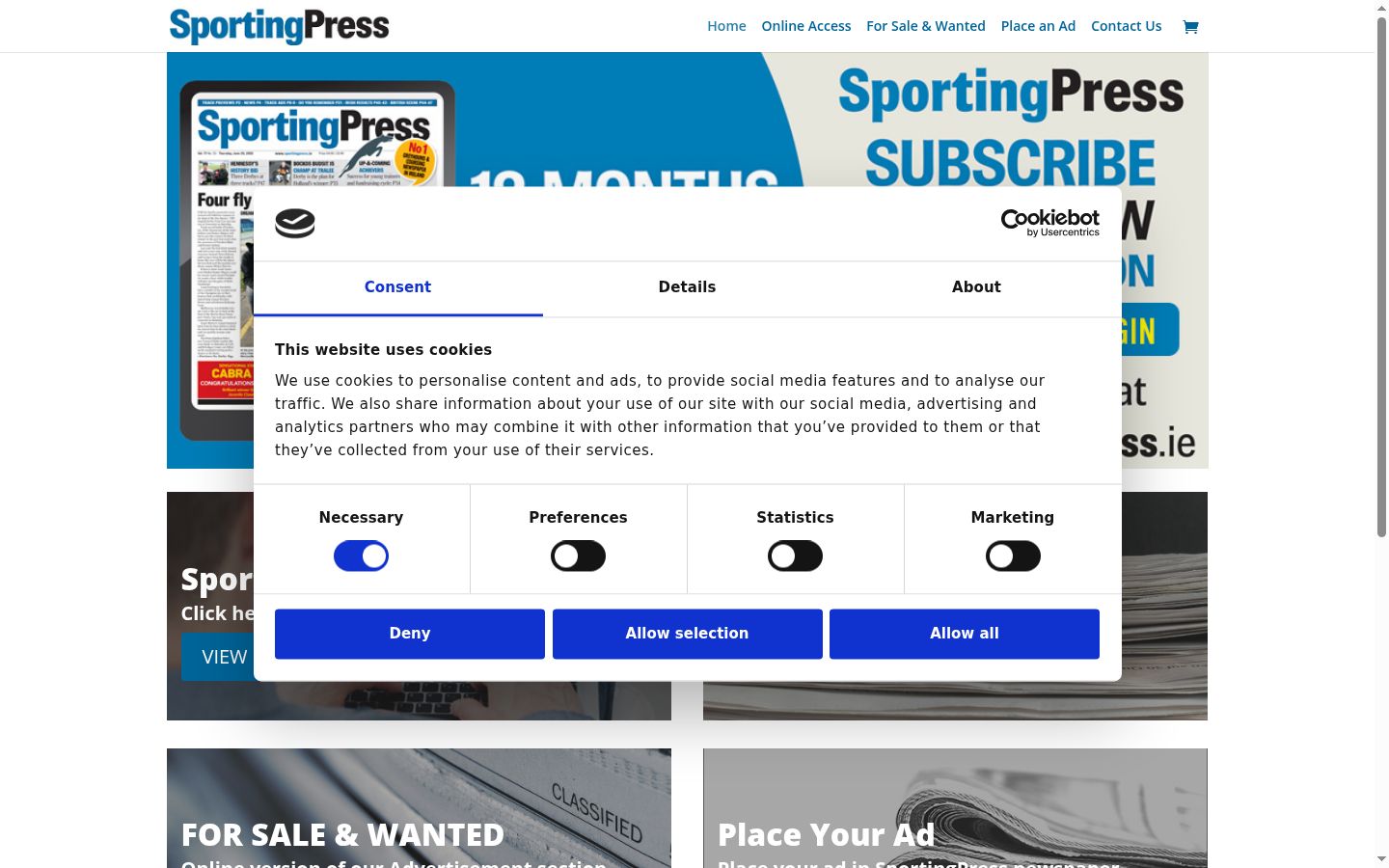 Screenshot of the consent banner shown before any interaction