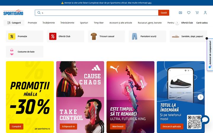Screenshot of sportisimo.ro