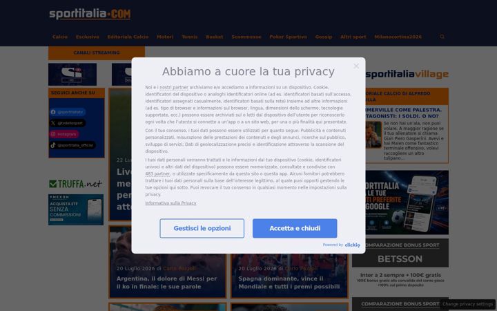 Screenshot of sportitalia.it