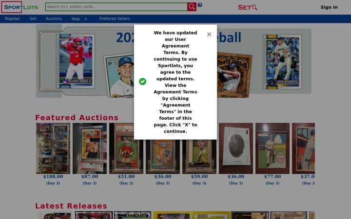 Screenshot of sportlots.com