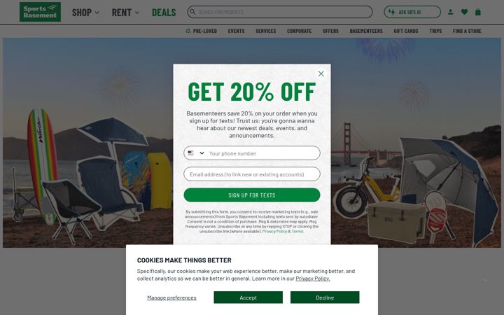 Screenshot of sportsbasement.com