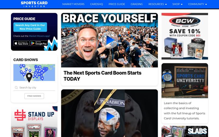 Screenshot of sportscardinvestor.com